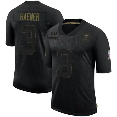 Men's Limited Jake Haener New Orleans Saints Black 2020 Salute To Service Jersey