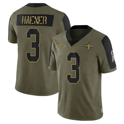 Men's Limited Jake Haener New Orleans Saints Olive 2021 Salute To Service Jersey