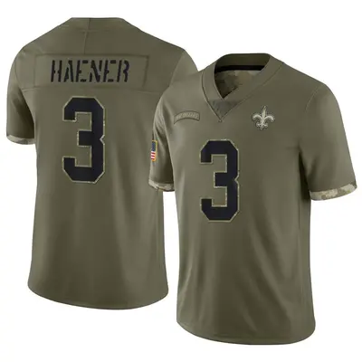 Men's Limited Jake Haener New Orleans Saints Olive 2022 Salute To Service Jersey