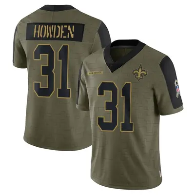 Men's Limited Jordan Howden New Orleans Saints Olive 2021 Salute To Service Jersey