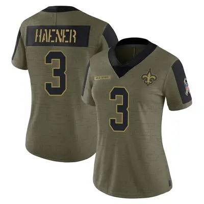 Women's Limited Jake Haener New Orleans Saints Olive 2021 Salute To Service Jersey